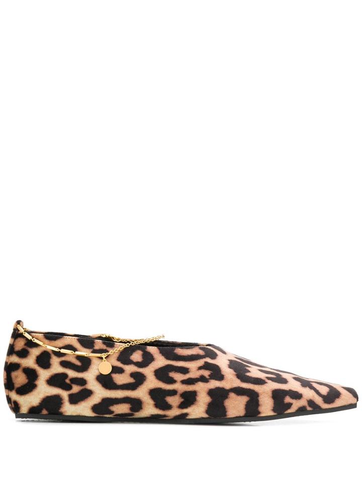 Stella Mccartney Leopard-print Anklet Ballerinas - Neutrals