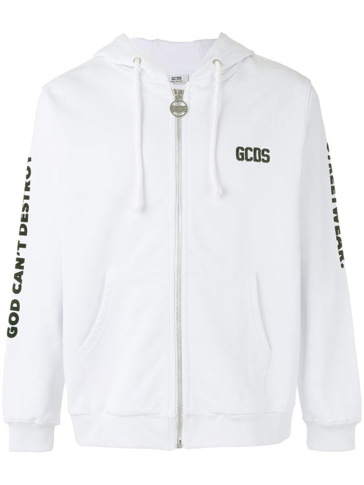 Gcds - Zip Up Hoodie - Men - Cotton - S, White, Cotton