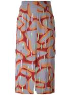 Feather Embroidered Midi Skirt, Women's, Size: 40, Polyester, Marco De Vincenzo