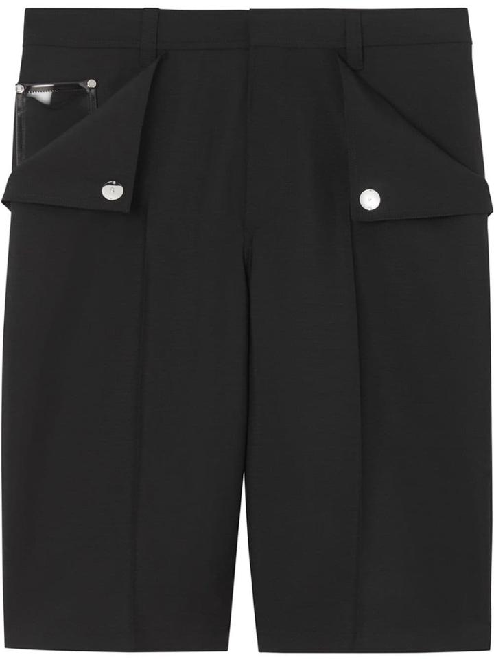 Burberry Pocket Detail Wool Mohair Tailored Shorts - Black