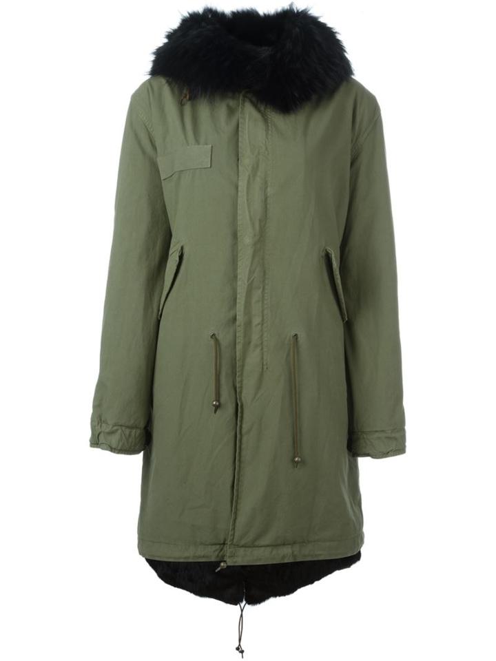 Mr & Mrs Italy Rabbit And Raccoon Fur Lined Parka, Women's, Size: S, Green, Polyester/acetate/viscose/lamb Skin