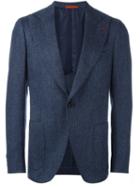 Isaia Herringbone Blazer, Men's, Size: 48, Blue, Cashmere/wool