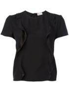 Red Valentino Frilled Front T-shirt, Women's, Size: 40, Black, Acetate/viscose