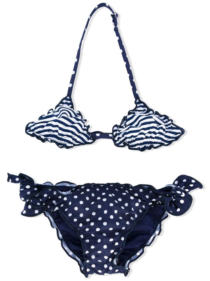 Mc2 Saint Barth - Frou Frou Cris Bikini - Kids - Polyamide/spandex/elastane - 10 Yrs, Girl's, Blue