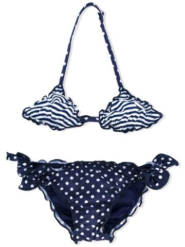 Mc2 Saint Barth - Frou Frou Cris Bikini - Kids - Polyamide/spandex/elastane - 10 Yrs, Girl's, Blue