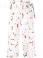 Chalayan Rose Print Wrap Trousers, Women's, Size: Medium, White, Cotton