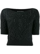 Ermanno Scervino Cable Knit Cropped Jumper - Black