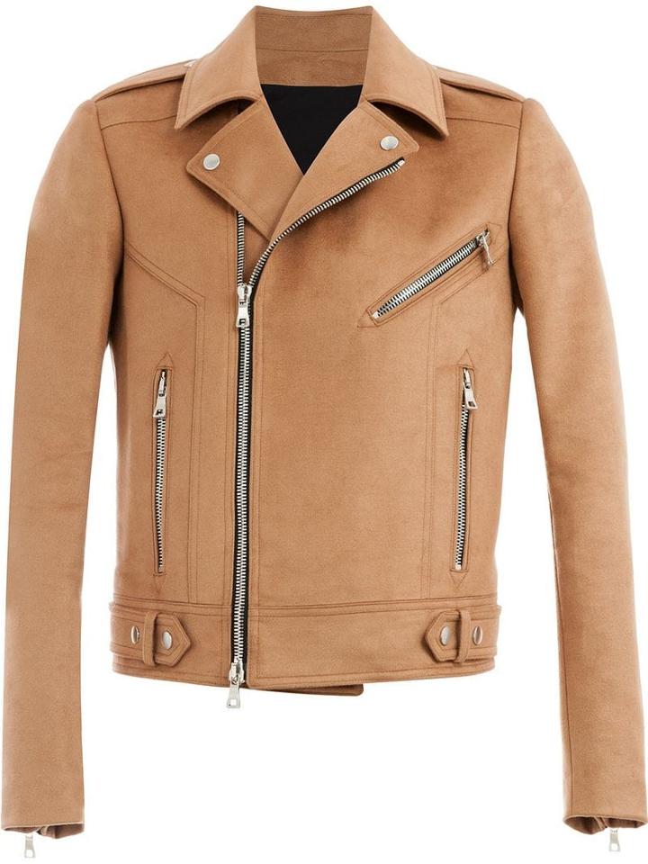 Balmain Felted Biker Jacket - Brown