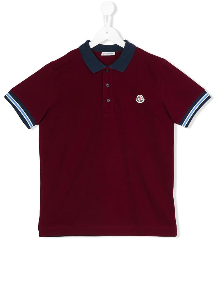 Moncler Kids Contrast Collar Polo Shirt, Boy's, Size: 14 Yrs, Red