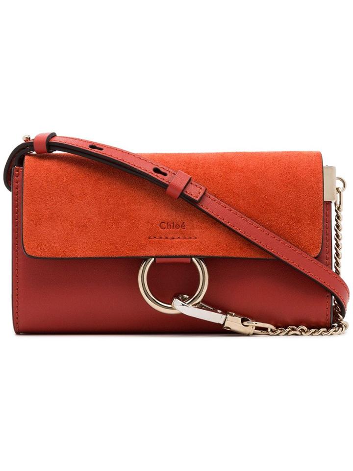 Chloé Faye Red Suede And Leather Shoulder Bag