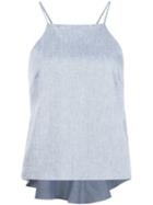 Milly Pleat Detail Tank Top, Women's, Size: Medium, Blue, Cotton/linen/flax