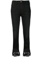 Frame Fringed Edge Cropped Jeans - Black