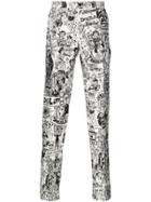 Dolce & Gabbana Cartoon Print Tailored Trousers - White