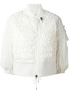 Moncler 'primevere' Applique Jacket, Women's, Size: 0, White, Polyester/polyamide/feather Down