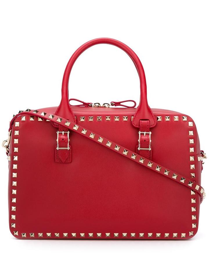 Valentino Studded Tote, Women's, Red, Leather