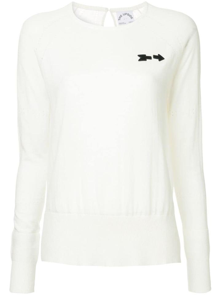 The Upside Arrow Embroidered Sweater - White