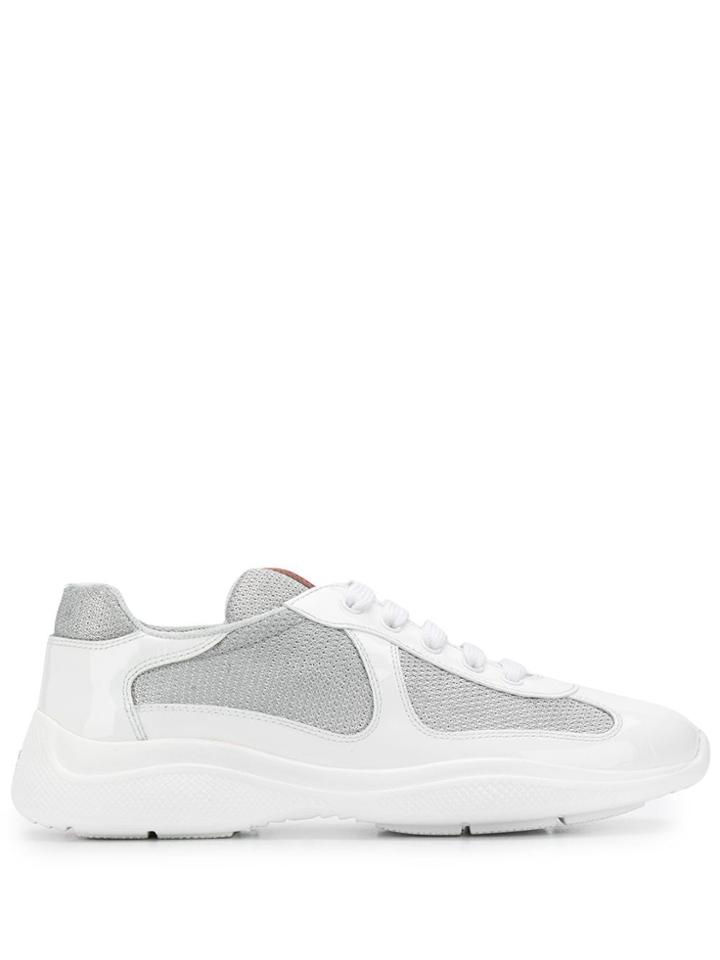 Prada Leather And Fabric Sneakers - White