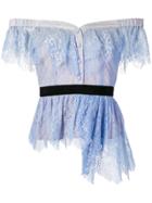 Self-portrait Off-the-shoulder Lace Top - Blue