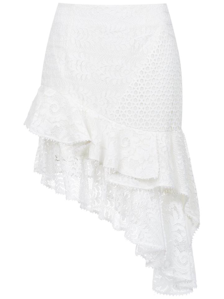 Martha Medeiros Lace Asymmetric Skirt - White