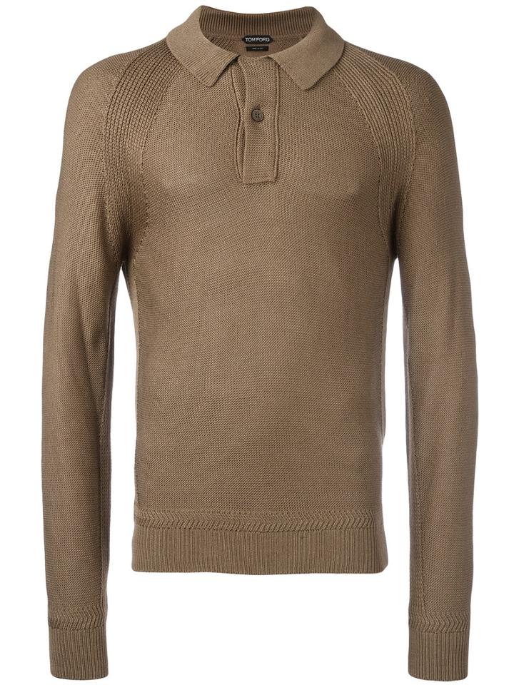 Tom Ford Henley Jumper, Men's, Size: 48, Green, Silk