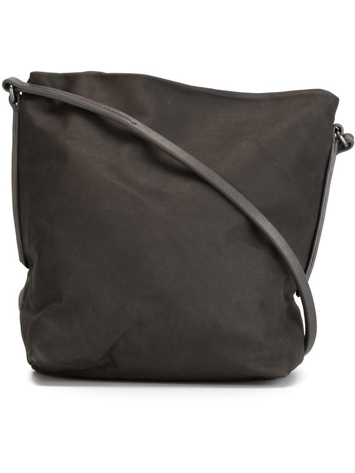 Rick Owens Open Top Crossbody Bag, Women's, Grey, Calf Leather/cotton