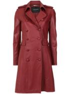Tufi Duek Leather Trenchcoat - Red