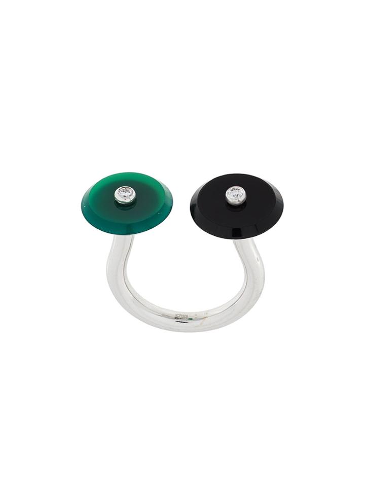 Simonetta Bianchini Diamond Embellished Discs Ring - Green