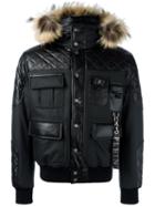 Philipp Plein 'your Treasure' Bomber Jacket, Men's, Size: Large, Black, Nylon/polyester/racoon Fur
