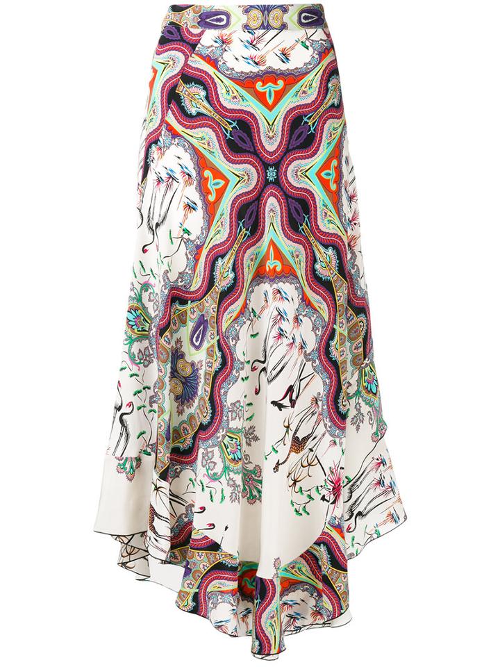 Etro Patterned Maxi Skirt, Women's, Size: 44, White, Silk