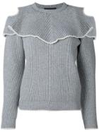 Alexander Mcqueen Ruffled Crew-neck Sweater - Grey