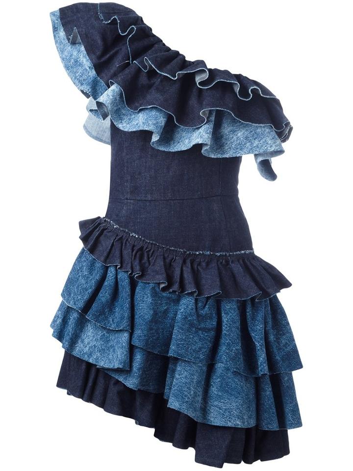 Diesel Ruffled Dress, Women's, Size: Xs, Blue, Cotton