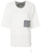 Aviù Embellished Pocket Oversize T-shirt - White