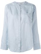 Vince Striped Chest Pocket Shirt, Women's, Size: Medium, Blue, Silk