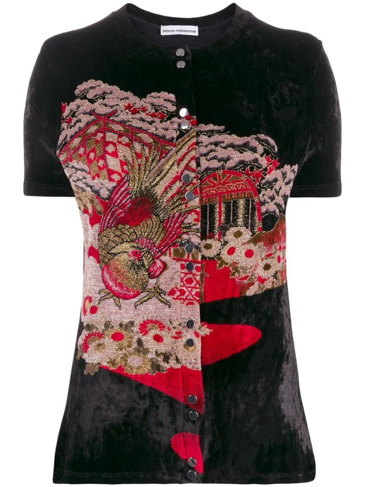 Paco Rabanne Japanese Garden-jacquard Cardigan - Black