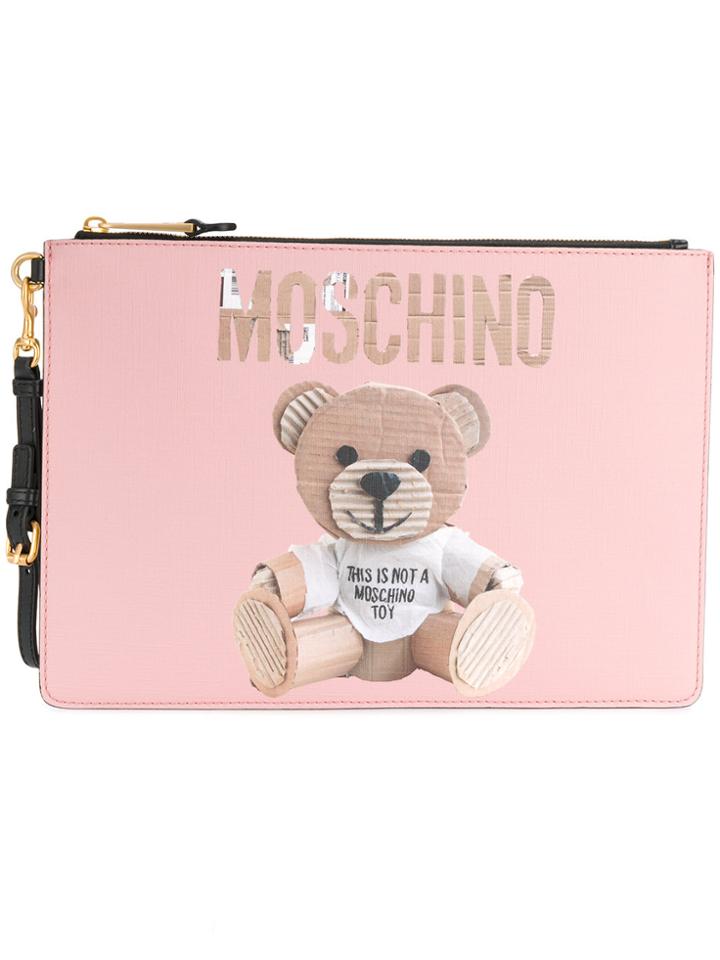 Moschino Teddy Bear Clutch Bag - Pink & Purple