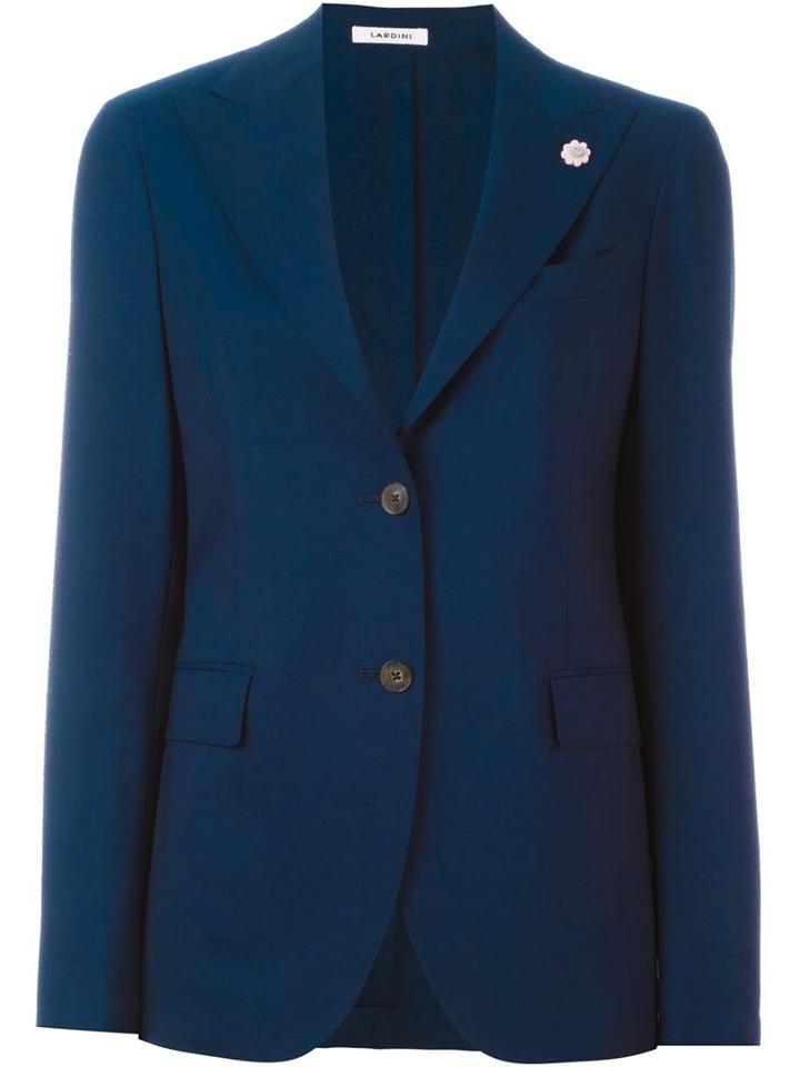 Lardini Flower Detail Blazer, Women's, Size: 46, Blue, Spandex/elastane/acetate/wool/pbt Elite