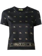 Versace Jeans - Logo Print Cropped T-shirt - Women - Polyester/spandex/elastane - 40, Black, Polyester/spandex/elastane