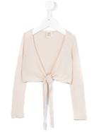Caffe' D'orzo - Tie Front Cardigan - Kids - Spandex/elastane/viscose - 6 Yrs, Girl's, Nude/neutrals