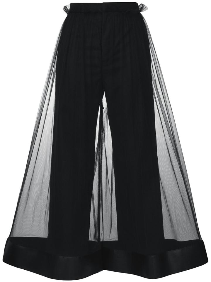 Comme Des Garçons Noir Kei Ninomiya Flared Sheer Trousers - Black