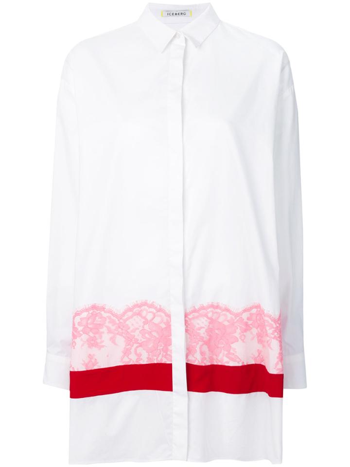 Iceberg Lace Detail Oversized Shirt - White