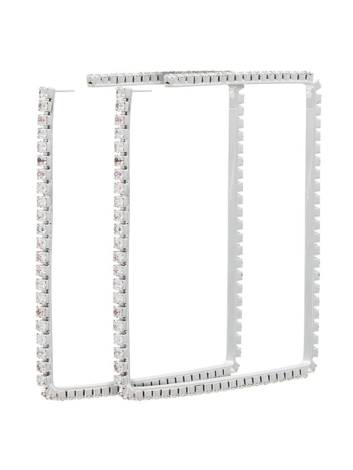 Area Metallic Silver 4 Dewi Square Crystal Earrings