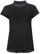 Sacai Pleated Insert T-shirt, Women's, Size: 3, Black, Linen/flax/polyester