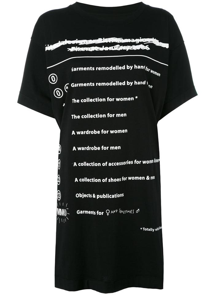 Mm6 Maison Margiela List Print Oversized T-shirt, Women's, Size: Large, Black, Cotton
