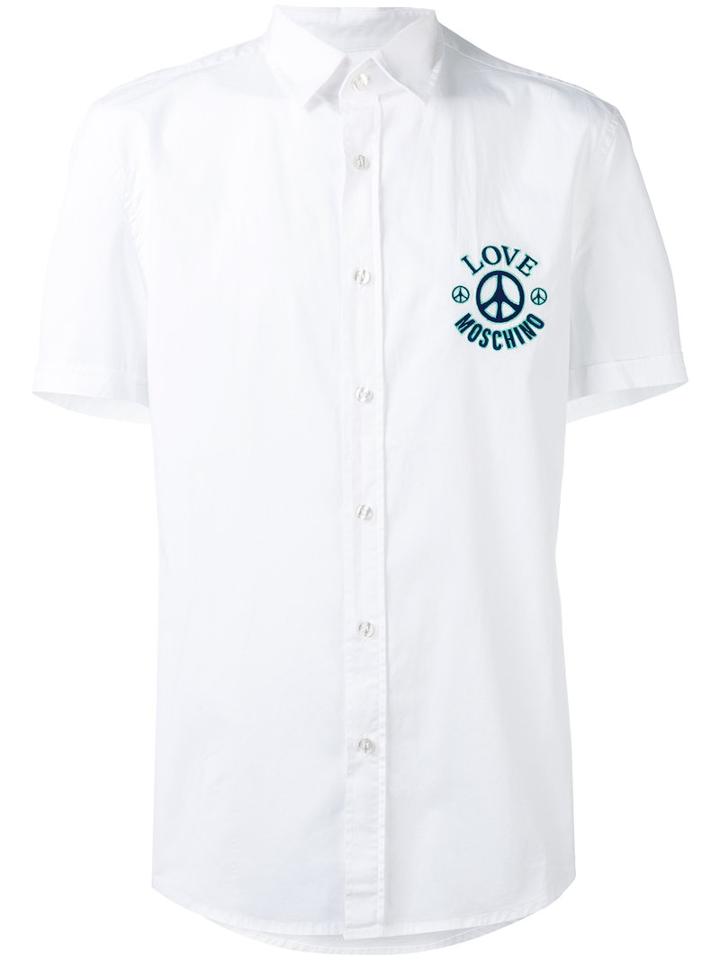 Love Moschino - Logo Embroidered Shirt - Men - Cotton/spandex/elastane - M, White, Cotton/spandex/elastane