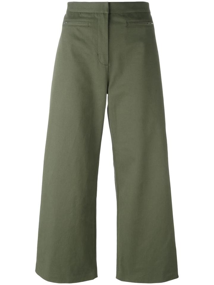 T By Alexander Wang Cropped Trousers, Women's, Size: 2, Green, Cotton/spandex/elastane