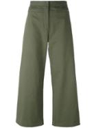T By Alexander Wang Cropped Trousers, Women's, Size: 2, Green, Cotton/spandex/elastane