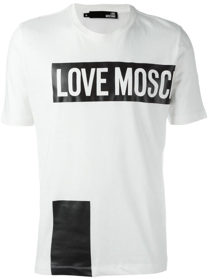 Love Moschino Logo Print T-shirt, Men's, Size: Medium, White, Cotton