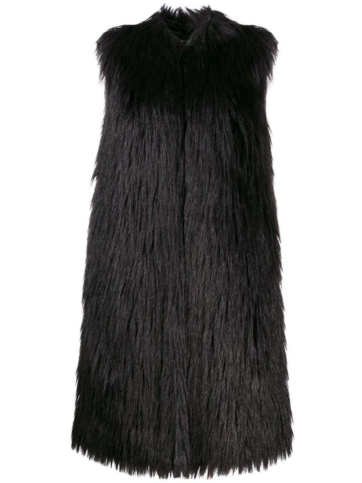 Twin-set Faux-fur Sleeveless Coat - Black