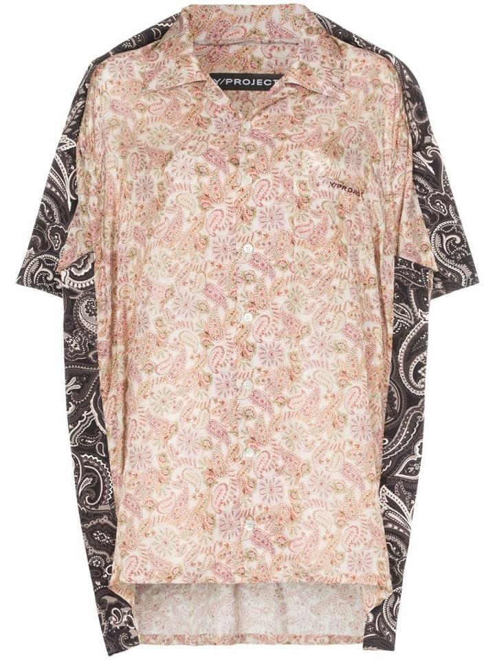 Y/project Oversized Two-tone Paisley Print Silk And Cotton Shirt -