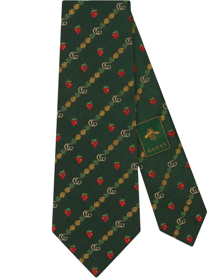 Gucci Double G Pineapple Strawberry Tie - Green